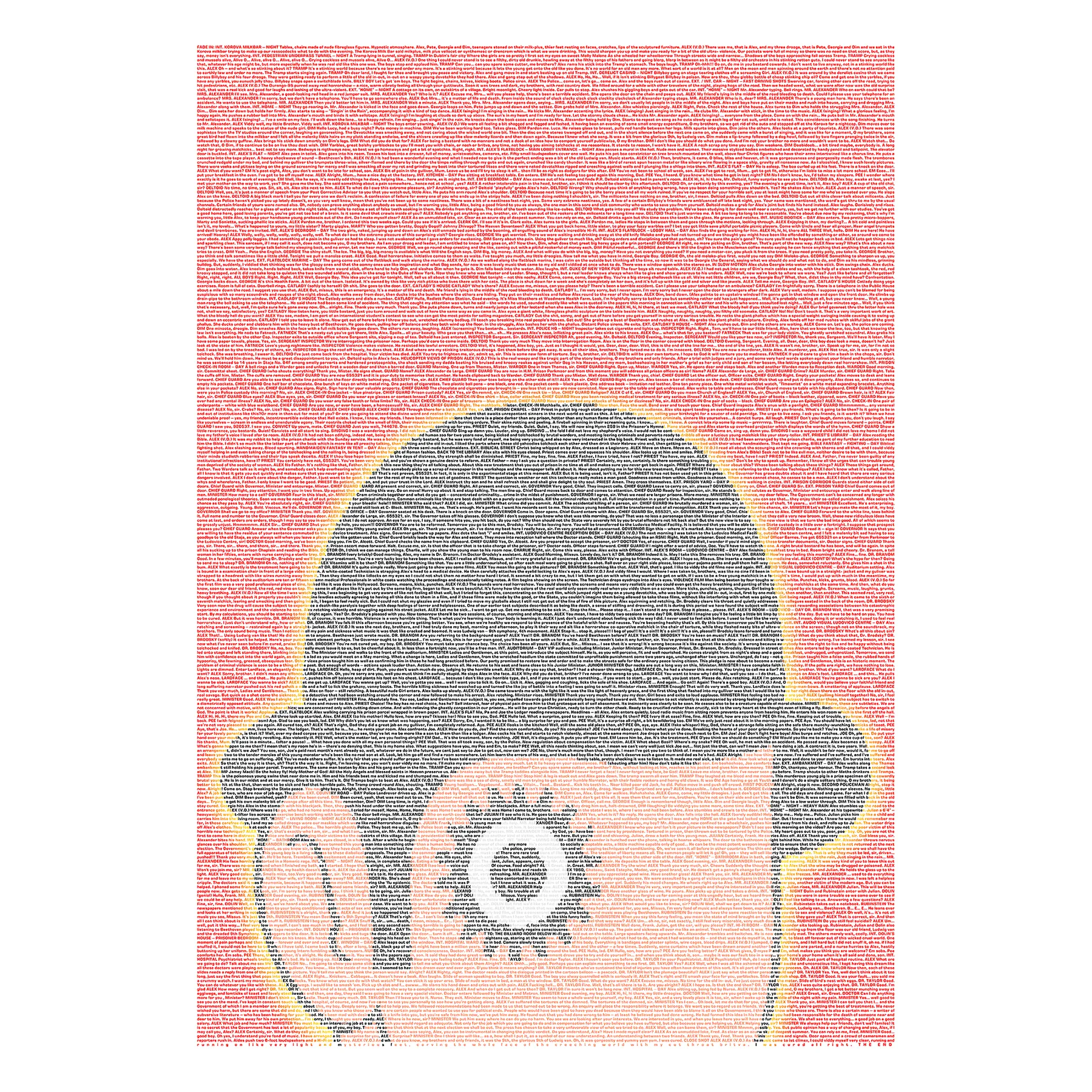 A Clockwork Orange movie poster, created from the screenplay