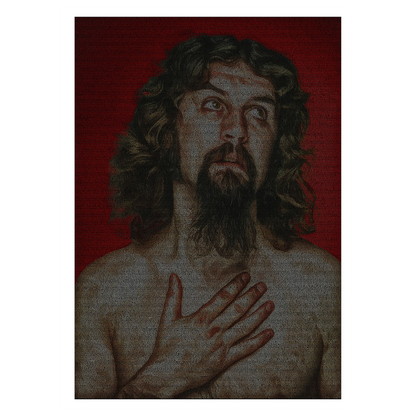 A portrait of Billy Connolly created from the text of his stand up shows.