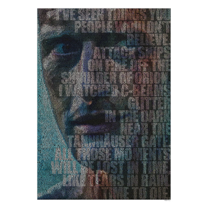 A portrait of Blade Runner's Roy Batty, featuring the Tears in Rain Monologue.
